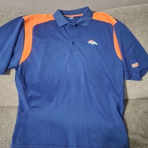 Men's Denver Broncos  Blue and Orange Polo Shirt Sz.XL
